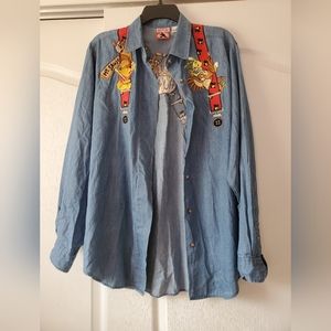 Vintage Disney Winnie The Pooh denim button down 90s shirt